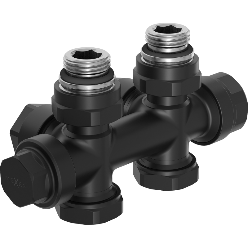 Mexen Uni-Term radiátorszelep sarok-/egyenes, Duplex, DN50, fekete - W908-000-70
