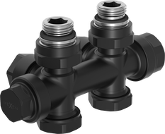 Mexen Uni-Term valvă de radiator unghiulară/dreaptă, Duplex, DN50, neagră - W908-000-70