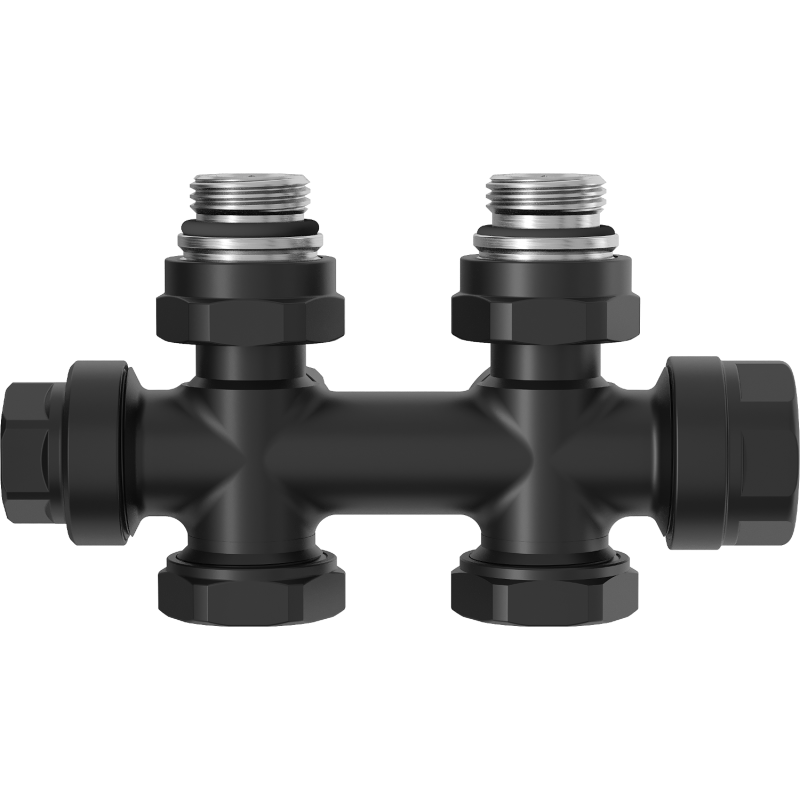 Mexen Uni-Term radiátorszelep sarok-/egyenes, Duplex, DN50, fekete - W908-000-70