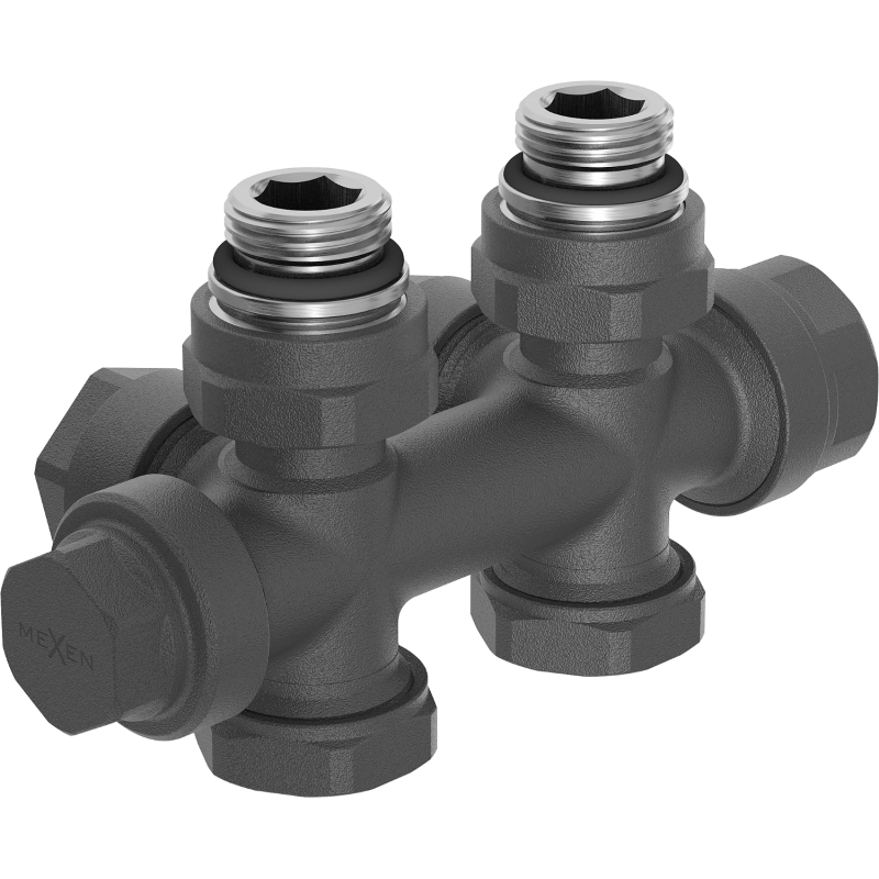 Mexen Uni-Term szelep radiátor könyök/közvetlen, Duplex, DN50, antracit - W908-000-66