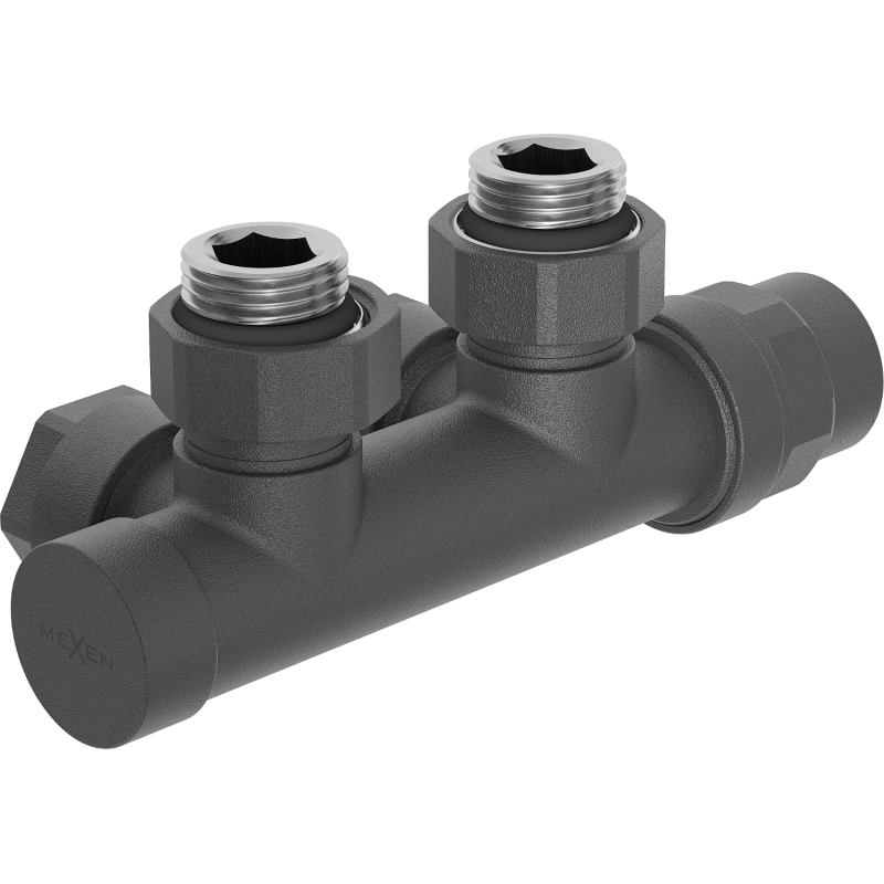 Mexen supapă radiator unghiular, Duplex, DN50, antracit - W907-000-66