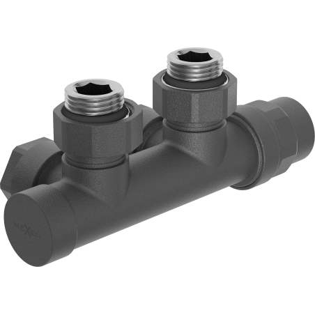 Mexen supapă radiator unghiular, Duplex, DN50, antracit - W907-000-66