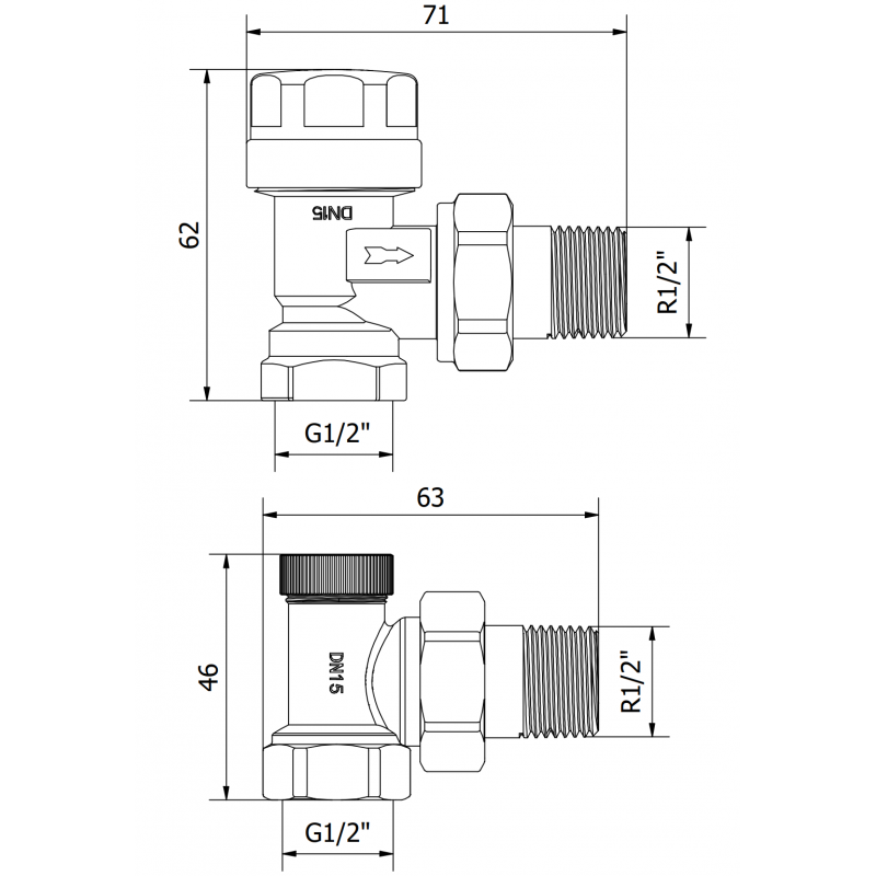 Mexen Uni-Term radiátorszelepek szögletes, arany - W901-000-50