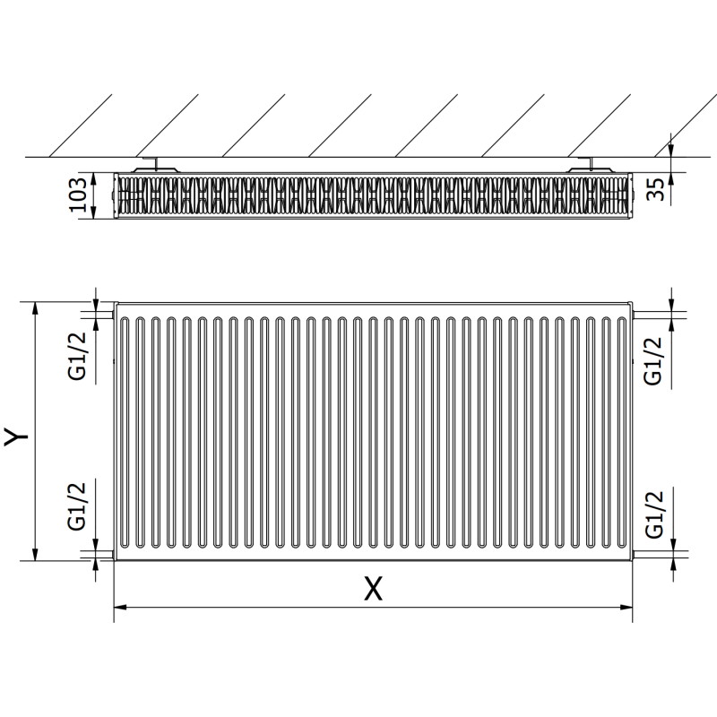 Mexen C22 radiator tip panou 900 x 1200 mm, conexiune laterală, 2741 W, negru - W422-090-120-70