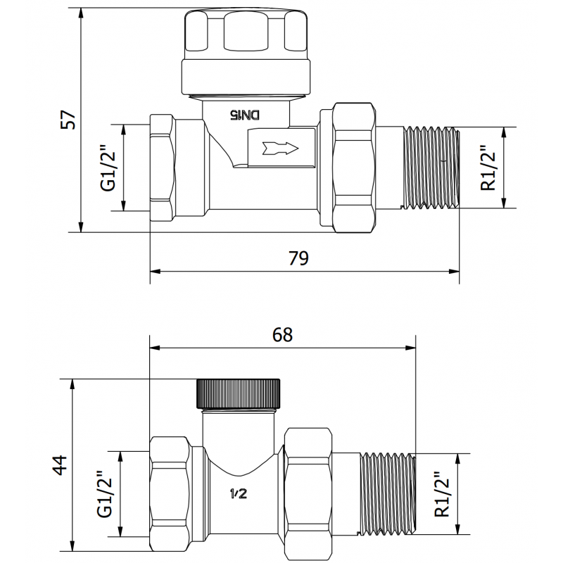 Mexen Uni-Term supape de radiator drepte, aurii - W902-000-50