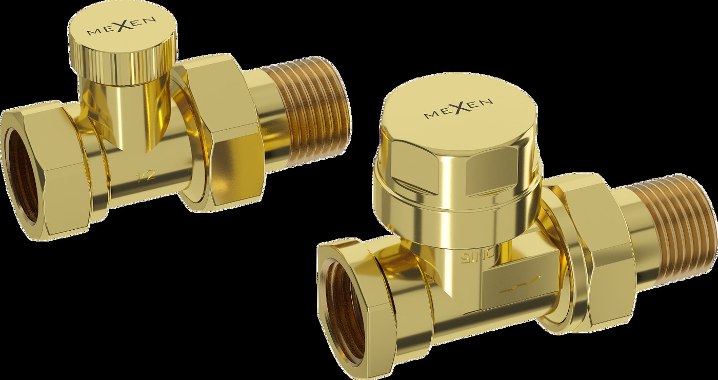 Mexen valve calorifer, drepte, aurii - W902-000-50