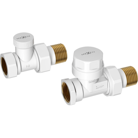 Mexen Uni-Term egyenes radiátorszelepek, fehér - W902-000-20