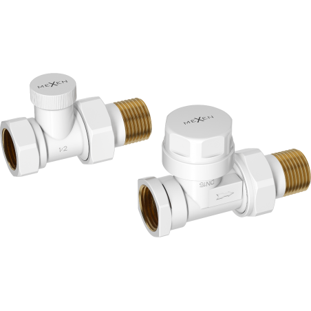 Mexen Uni-Term valve calorifere drepte, albe - W902-000-20