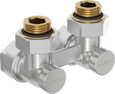 Mexen kétcsöves radiátorszelep DN50, sarok 1/2"x16 mm, nikkel - W911-016-01