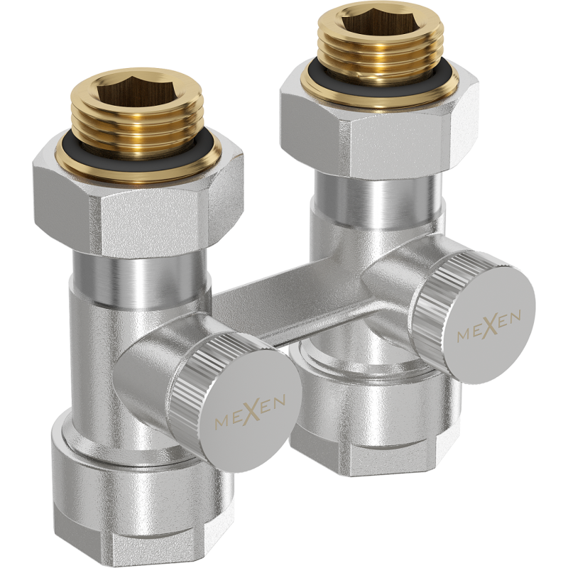 Mexen kétcsöves radiátorszelep DN50, egyenes 1/2"x16 mm, nikkel - W912-016-01