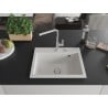 Chiuvetă granit Mexen Oscar cu 1 cuvă 580 x 490 mm, albă, sifon cromat - 6519581000-20