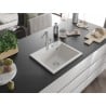 Chiuvetă granit Mexen Oscar cu 1 cuvă 580 x 490 mm, albă, sifon cromat - 6519581000-20