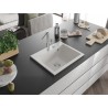 Mexen Oscar chiuvetă din granit cu 1 cuvă 580 x 490 mm, albă, sifon cromat - 6519581000-20