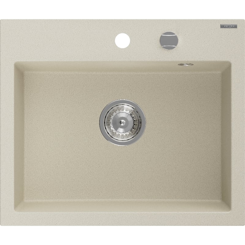 Mexen Oscar chiuvetă de granit cu 1 cuvă 580 x 490 mm, bej, sifon crom - 6519581000-69