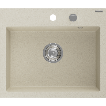 Mexen Oscar chiuvetă de granit cu 1 cuvă 580 x 490 mm, bej, sifon crom - 6519581000-69