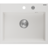 Mexen Oscar chiuvetă din granit cu 1 cuvă 580 x 490 mm, albă, sifon cromat - 6519581000-20