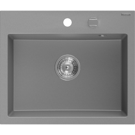 Mexen Oscar chiuvetă de bucătărie din granit cu 1 compartiment 580 x 490 mm, gri, sifon cromat - 6519581000-71