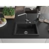 Mexen Oscar 1 rekeszes gránit mosogató 580 x 490 mm, fekete/ezüst metál, króm szifon - 6519581000-73