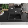 Mexen Oscar chiuvetă de granit cu 1 compartiment 580 x 490 mm, negru/argintiu metalizat, sifon cromat - 6519581000-73