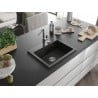Mexen Oscar chiuvetă de granit 1-cameră 580 x 490 mm, negru/auriu metalizat, sifon crom - 6519581000-75
