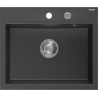 Mexen Oscar chiuvetă de granit cu 1 compartiment 580 x 490 mm, neagră cu pete, sifon crom - 6519581000-76