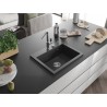 Mexen Oscar chiuvetă de granit cu 1 compartiment 580 x 490 mm, neagră cu pete, sifon crom - 6519581000-76
