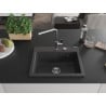 Mexen Oscar chiuvetă de granit cu 1 compartiment 580 x 490 mm, neagră cu pete, sifon crom - 6519581000-76