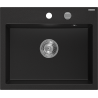 Mexen Oscar chiuvetă din granit cu 1 cuvă 580 x 490 mm, neagră, sifon cromat - 6519581000-77