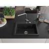 Mexen Oscar chiuvetă din granit cu 1 compartiment 580 x 490 mm, negru, sifon crom - 6519581000-77