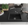 Mexen Oscar gránit mosogató 1-medencés 580 x 490 mm, fekete, krómozott szifon - 6519581000-77