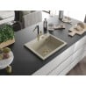 Chiuvetă de granit Mexen Oscar cu 1 compartiment 580 x 490 mm, bej, sifon auriu - 6519581000-69-G