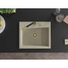 Chiuvetă de granit Mexen Oscar cu 1 compartiment 580 x 490 mm, bej, sifon auriu - 6519581000-69-G
