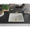 Mexen Oscar chiuvetă de granit cu 1 compartiment 580 x 490 mm, albă, sifon auriu - 6519581000-20-G