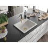 Mexen Oscar chiuvetă de granit cu 1 compartiment 580 x 490 mm, albă, sifon auriu - 6519581000-20-G