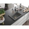 Mexen Oscar chiuvetă de granit cu o singură cuvă 580 x 490 mm, gri, sifon auriu - 6519581000-71-G