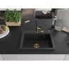 Mexen Oscar chiuvetă granit 1-cameră 580 x 490 mm, negru/argintiu metalic, sifon auriu - 6519581000-73-G