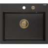 Mexen Oscar chiuvetă din granit cu 1 compartiment 580 x 490 mm, negru/auriu metalizat, sifon auriu - 6519581000-75-G