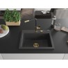 Mexen Oscar chiuvetă de granit cu 1 compartiment 580 x 490 mm, negru pătat, sifon auriu - 6519581000-76-G