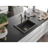 Mexen Oscar chiuvetă de granit cu 1 compartiment 580 x 490 mm, negru pătat, sifon auriu - 6519581000-76-G