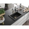 Mexen Oscar chiuvetă de granit cu o cuvă 580 x 490 mm, negru, sifon auriu - 6519581000-77-G