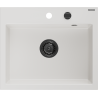 Mexen Oscar chiuvetă de bucătărie din granit cu 1 compartiment 580 x 490 mm, albă, sifon negru - 6519581000-20-B