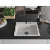 Mexen Oscar chiuvetă de bucătărie din granit cu 1 compartiment 580 x 490 mm, albă, sifon negru - 6519581000-20-B