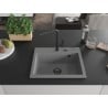 Mexen Oscar chiuvetă de granit cu 1 compartiment 580 x 490 mm, gri, sifon negru - 6519581000-71-B