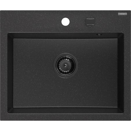 Mexen Oscar chiuvetă de granit 1-cameră 580 x 490 mm, negru/argintiu metalizat, sifon negru - 6519581000-73-B