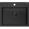 Mexen Oscar chiuvetă din granit cu 1 compartiment 580 x 490 mm, negru/argintiu metalic, sifon negru - 6519581000-73-B