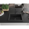 Mexen Oscar gránit mosogató 1-kamrás 580 x 490 mm, fekete/ezüst metál, fekete szifon - 6519581000-73-B