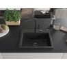 Mexen Oscar gránit mosogató 1 rekeszes 580 x 490 mm, fekete/ezüst metál, fekete szifon - 6519581000-73-B