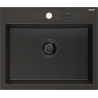 Mexen Oscar chiuvetă din granit cu 1 compartiment 580 x 490 mm, negru/aureu metalic, sifon negru - 6519581000-75-B