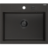 Mexen Oscar chiuvetă din granit cu o cuvă 580 x 490 mm, negru/auriu metalizat, sifon negru - 6519581000-75-B