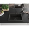 Mexen Oscar chiuvetă de bucătărie din granit cu 1 cuvă 580 x 490 mm, negru/auriu metalizat, sifon negru - 6519581000-75-B